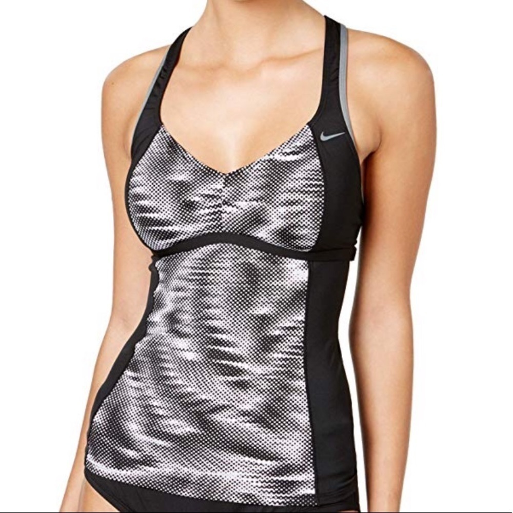 Nike Black Wind Printed Racerback Tankini Top